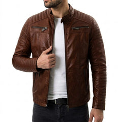 Drake Brown Leather Motorcycle Jacket
