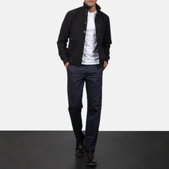 Eaton Suede Bomber Jacket In Black