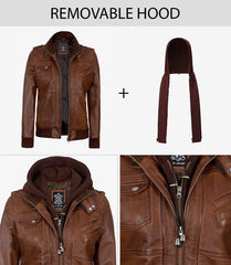 Edinburgh Women Brown Bomber Leather Jacket