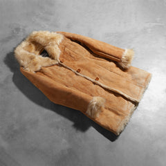 Erica Shearling Leather Coat In Beige