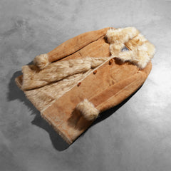 Erica Shearling Leather Coat In Beige