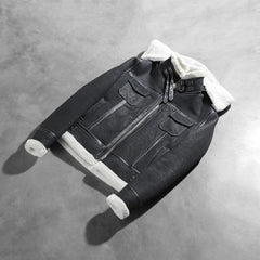 Fiona Hooded Shearling Leather Jacket In Black