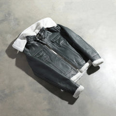 Fiona Hooded Shearling Leather Jacket In Green