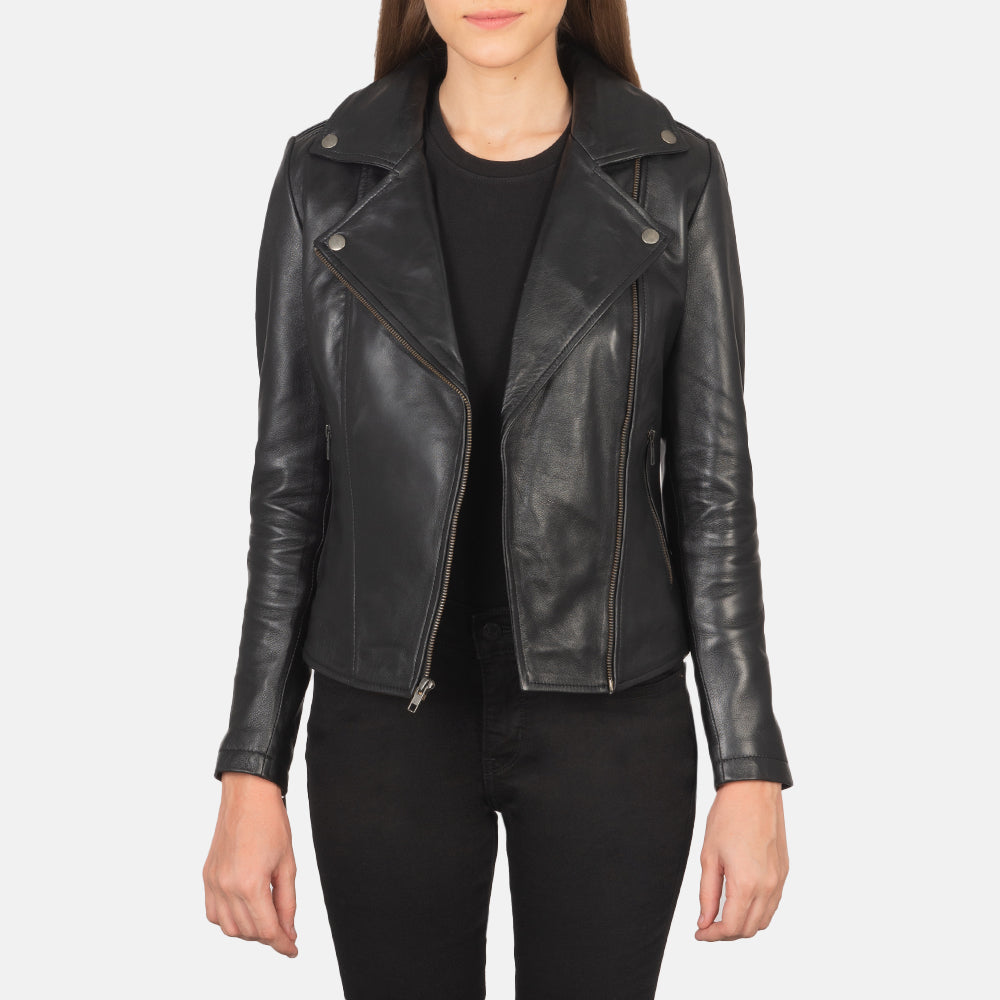UrbanEdge Women Black Leather Moto Jacket