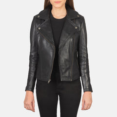UrbanEdge Women Black Leather Moto Jacket
