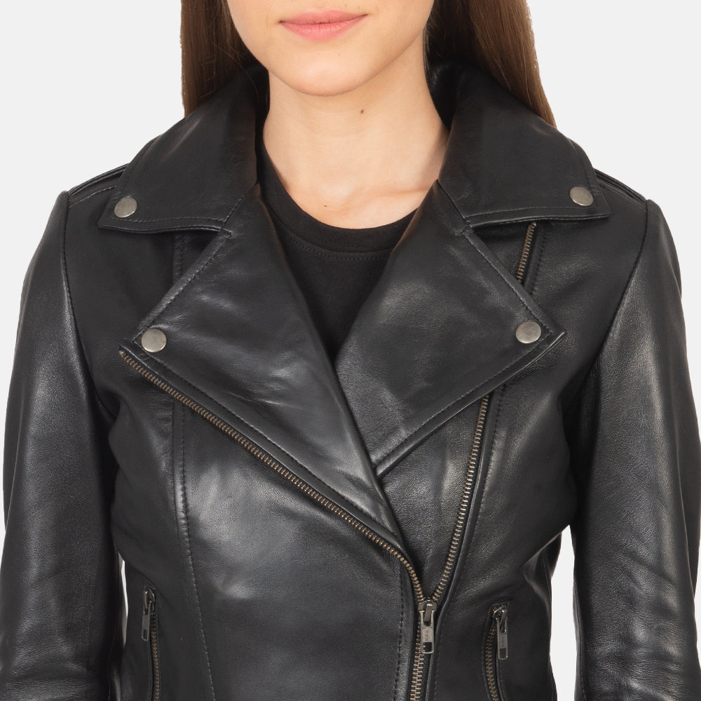 UrbanEdge Women Black Leather Moto Jacket