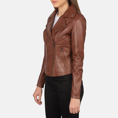 UrbanEdge Women Brown Leather Moto Jacket