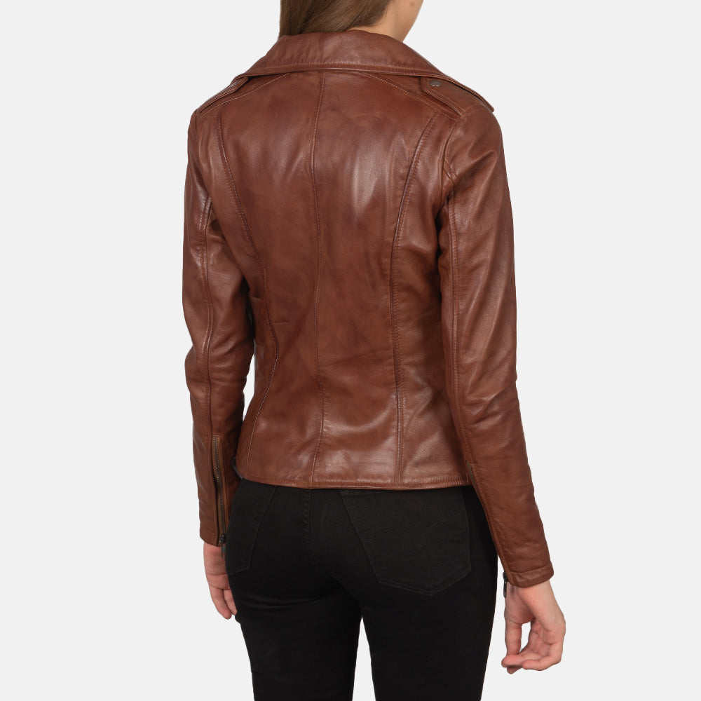 UrbanEdge Women Brown Leather Moto Jacket