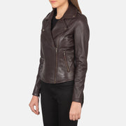UrbanEdge Women Maroon Leather Moto Jacket