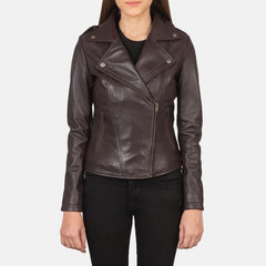 UrbanEdge Women Maroon Leather Moto Jacket
