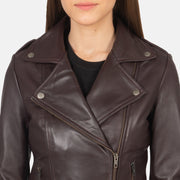 UrbanEdge Women Maroon Leather Moto Jacket