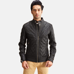 Henry Quilted Leather Jacket In Black