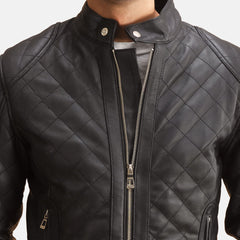 Henry Quilted Leather Jacket In Black