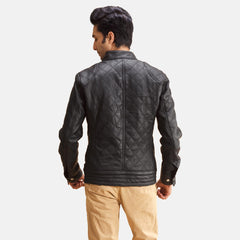 Henry Quilted Leather Jacket In Black