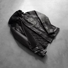 Highschool Hooded Leather Jacket In Black