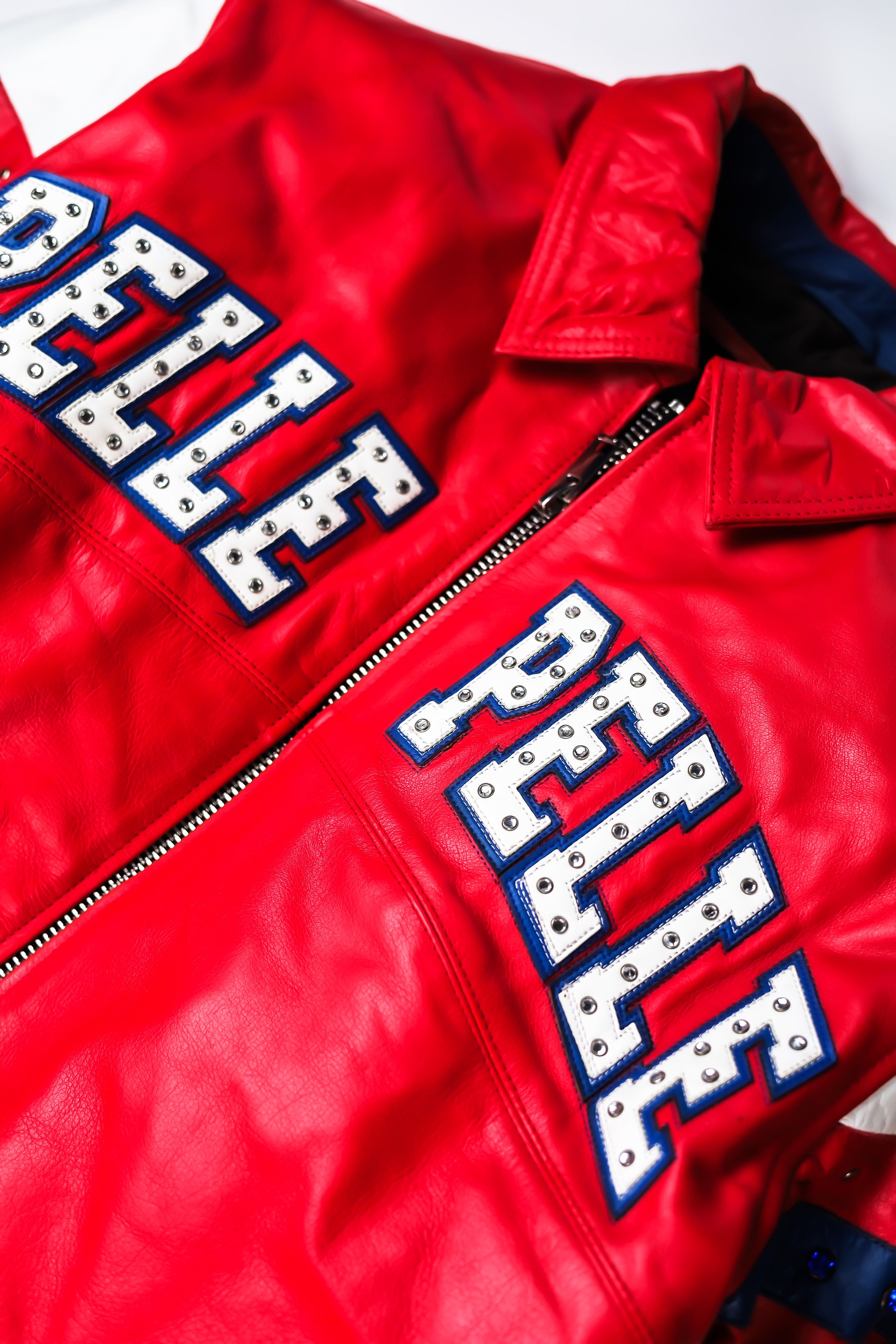 Pelle Pelle Men's LEATHER ARCHES JACKET SODA CLUB RED BLUE