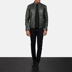 Ionic Biker Jacket Made From Green Leather