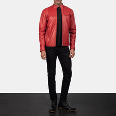Ionic Biker Jacket Made From Red Leather