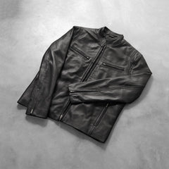 Men's Ionic Black Leather Jacket - Braford Leather
