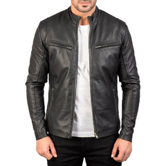 Men's Ionic Black Leather Jacket - Braford Leather