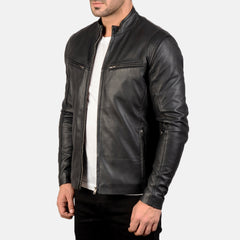 Ionic Leather Jacket In Black