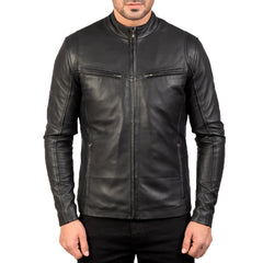 Men's Ionic Black Leather Jacket - Braford Leather