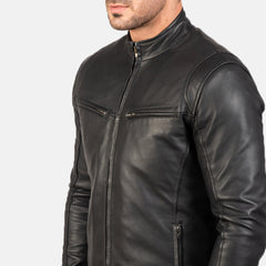 Ionic Leather Jacket In Black