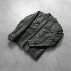 Ionic Biker Jacket Made From Green Leather