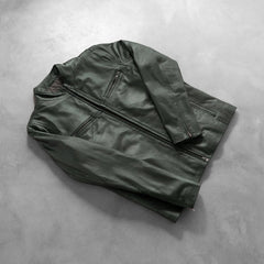 Ionic Biker Jacket Made From Green Leather