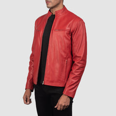 Ionic Biker Jacket Made From Red Leather
