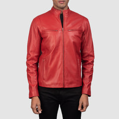 Ionic Biker Jacket Made From Red Leather