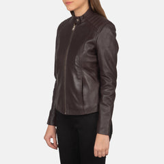 Kelsee Biker Jacket Made From Maroon Leather