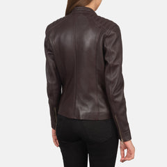 Kelsee Biker Jacket Made From Maroon Leather