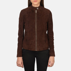 Kelsee Suede Biker Jacket In Mocha