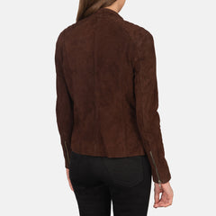 Kelsee Suede Biker Jacket In Mocha