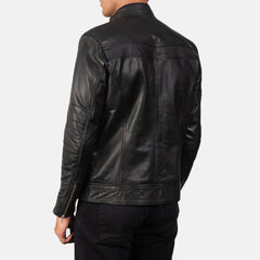 Mack Leather Biker Jacket In Black
