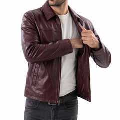 Maroon Leather Jacket 