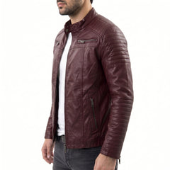 Maroon Leather Motorcycle Jacket