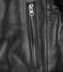 Women's Black Cropped Real Leather Jacket in Biker Style