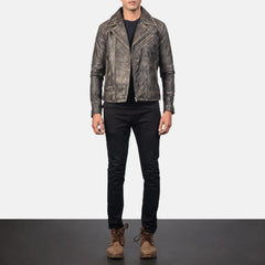 Danny Quilted Leather Biker Jacket In Brown