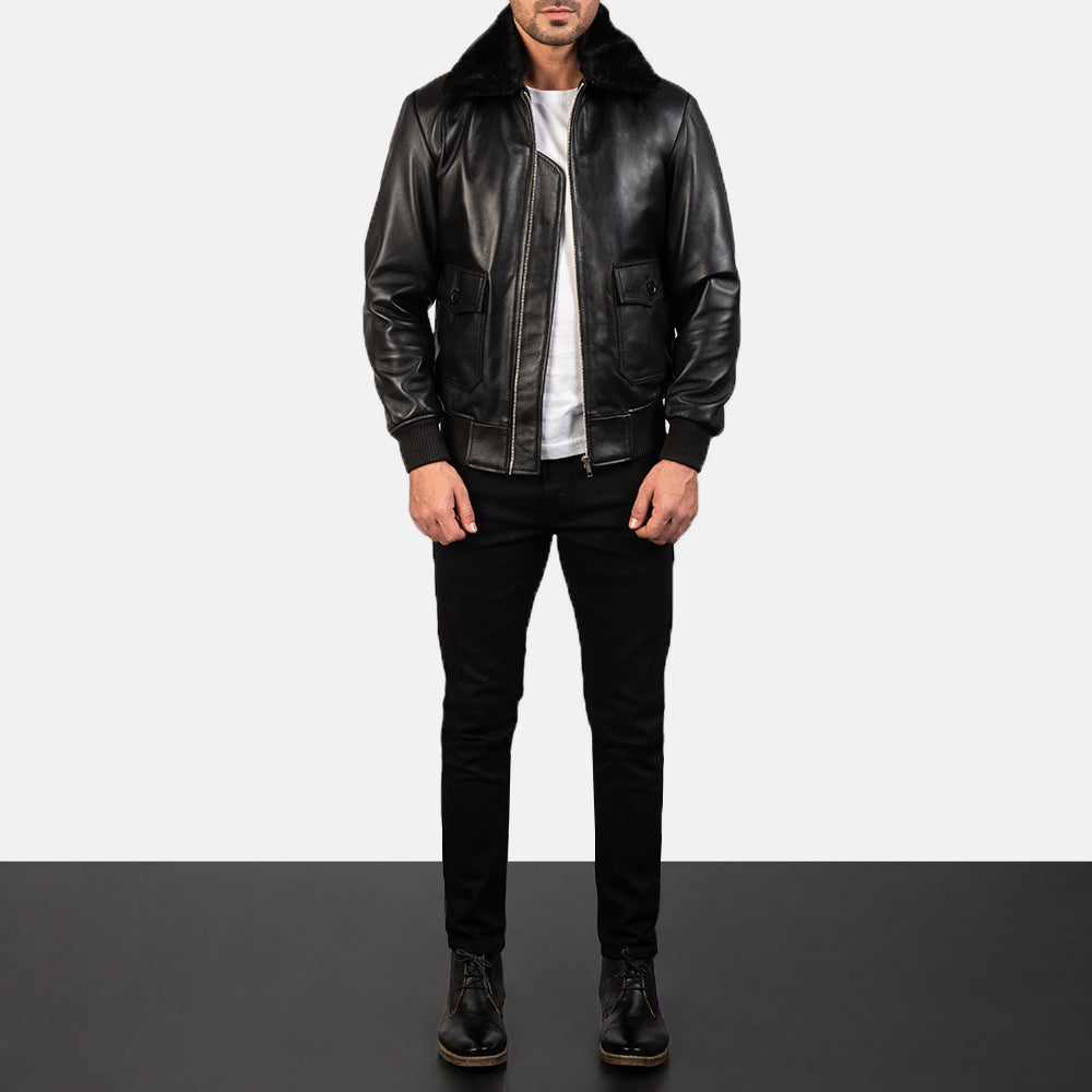 Men's C7-Force Black Leather Pilot Jacket