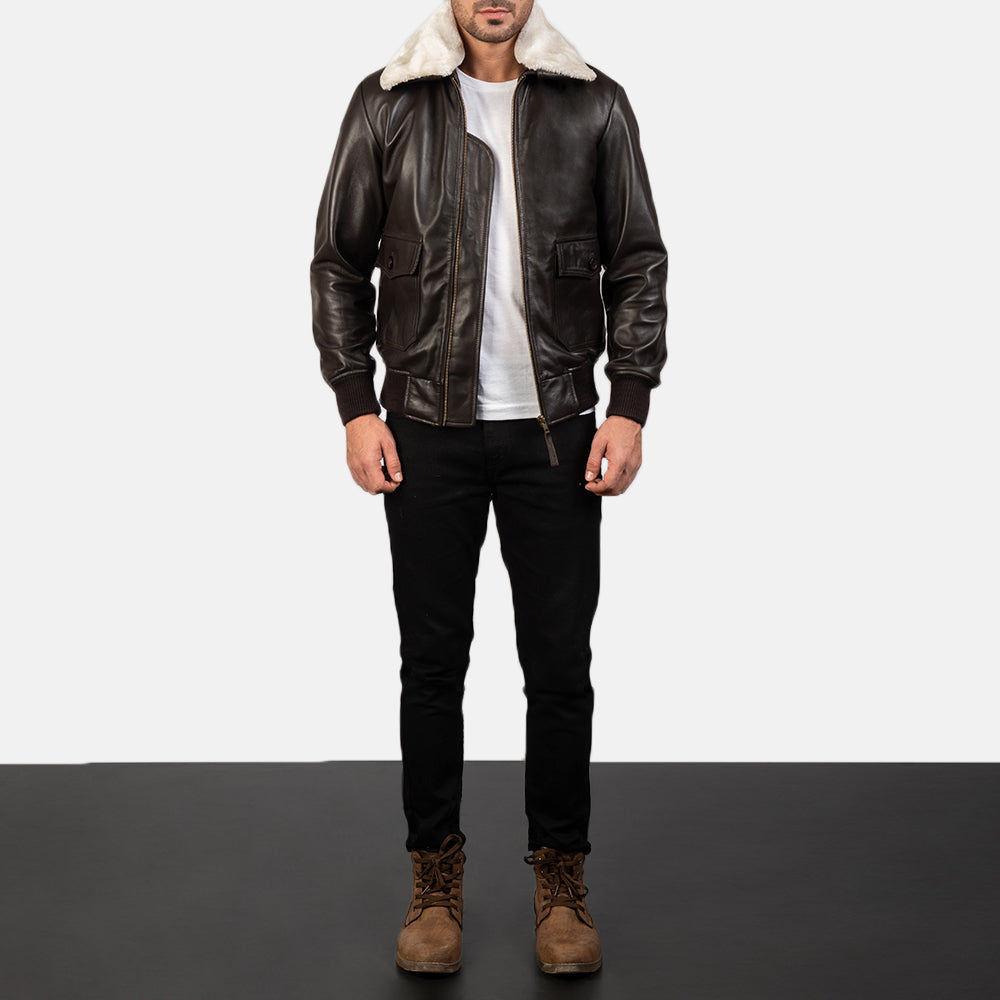 Men's C7-Force Brown Leather Pilot Jacket