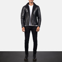 Alberto Leather Jacket Shearling Black