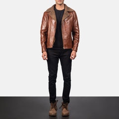 Alberto Leather Jacket Shearling Brown