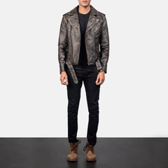 Allaric Alley Leather Biker Jacket Distressed Brown