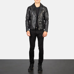 Armand Leather Biker Jacket Black