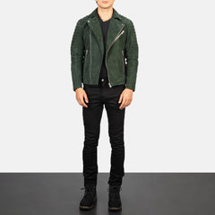 Armand Suede Biker Jacket Green