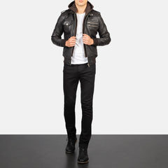 Bravado Brown Leather Hooded Bomber