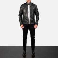 Dean Leather Biker Jacket In Black