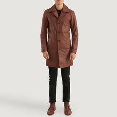 Don Long Leather Coat In Brown